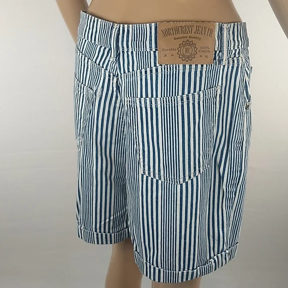 Northcrest Jean Co High Rise stripey rolled cuff shorts Size 12 SHOPKO Vintage - Picture 10 of 17